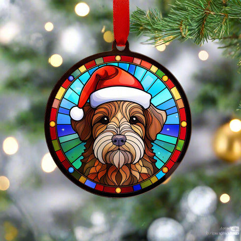 Welsh Terrier in Santa Hat Suncatcher Decoration
